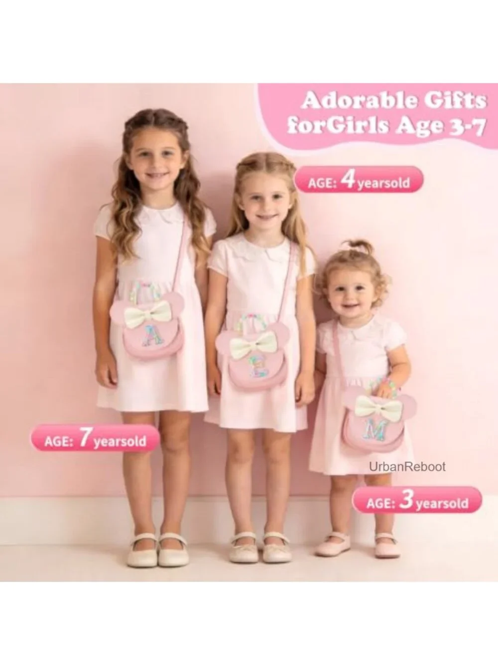 Toddler Crossbody Purse PU Leather Adjustable Strap Magnetic Flap